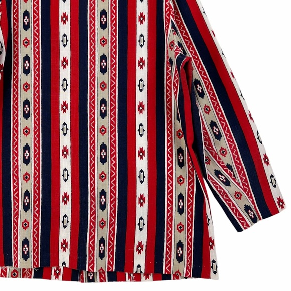 Vintage Native Pattern Red, White, Blue, Khaki Unlined Blazer by Bon Worth USA - Picture 9 of 13